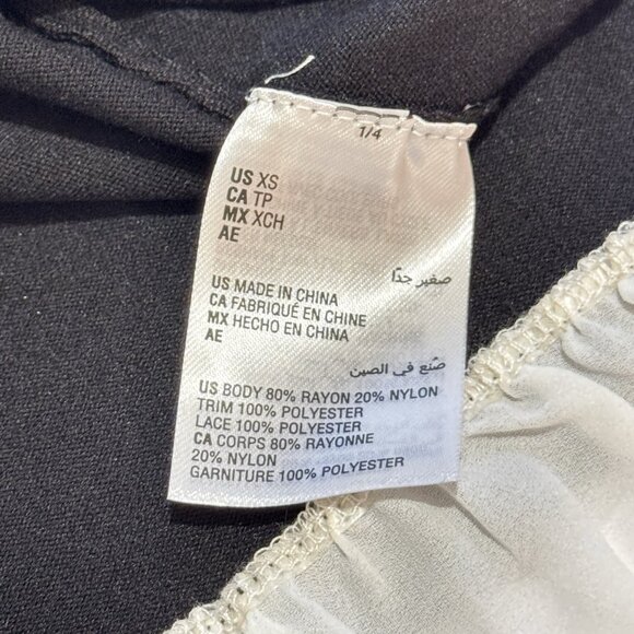 NWT INC International Concepts Tank Top Blouse XS Black White Ruffle Lace Floral - Picture 6 of 8